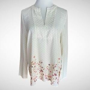Anthropologie Everleigh Boho Floral Print Delicate Tunic Long Sleeve Top Size XS